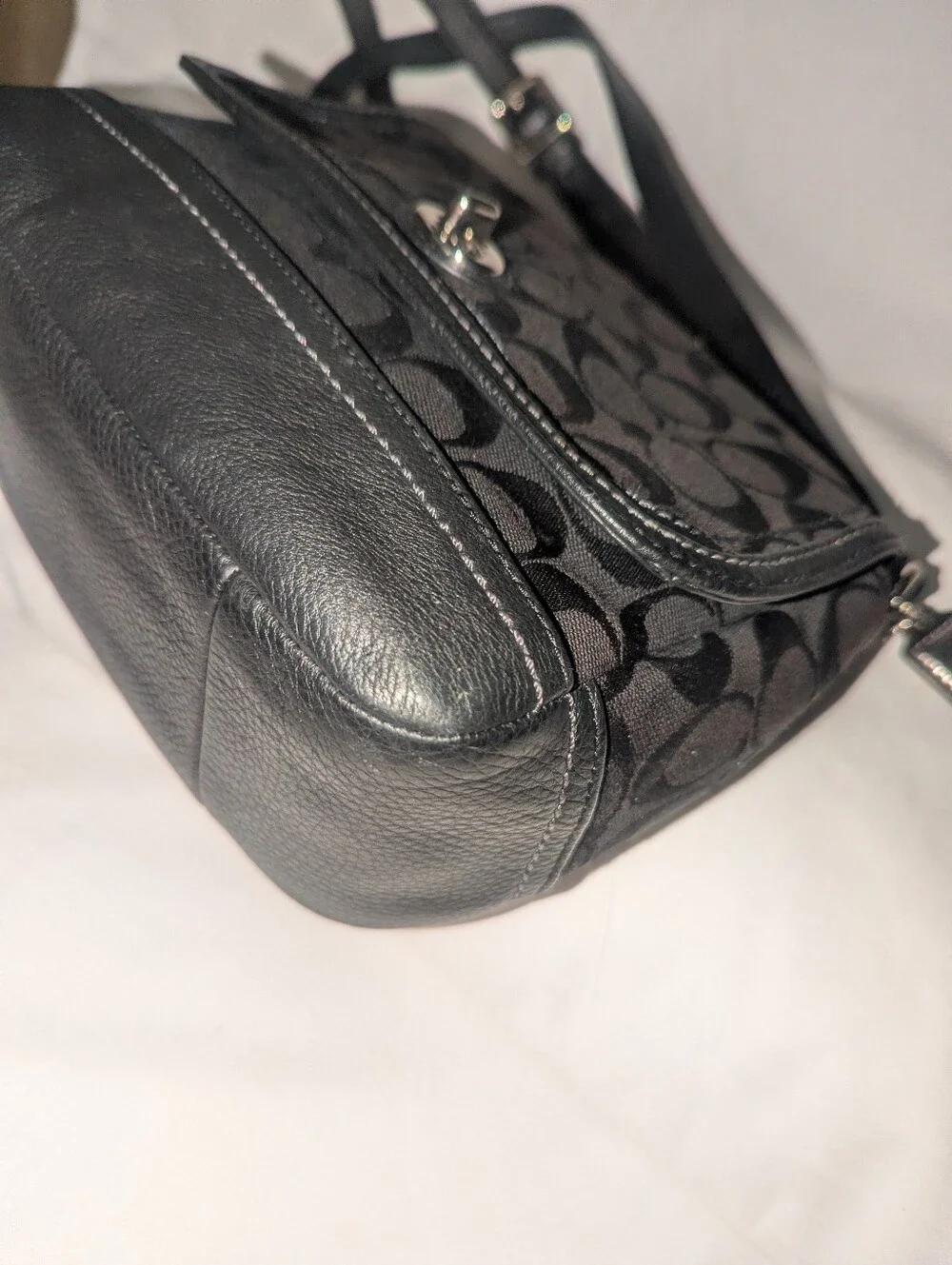 Coach Park Black Signature Canvas Turn-Lock Crossbody